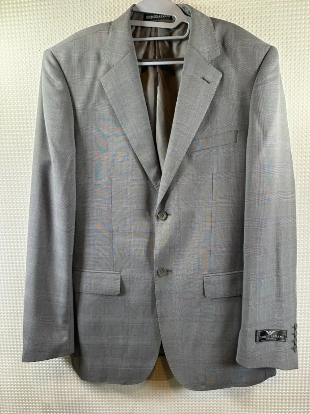 Giorgio Armani  LeCollezioni Grey Plaid Two-Button Suit Jacket Blazer